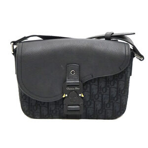 Christian Dior Saddle Flap Messenger Bag Jacquard Shoulder Black